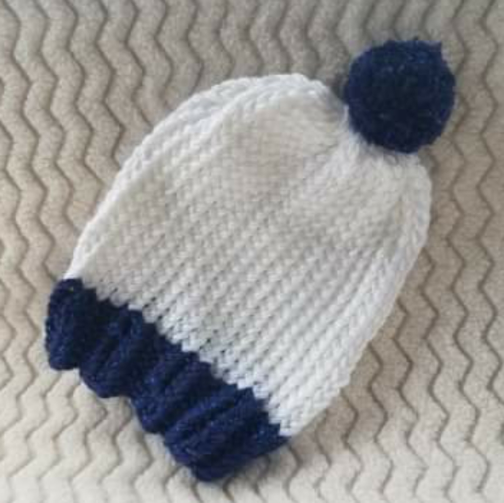 Winter Hat (Blue/White Glitter), Handcrafted NWOT
